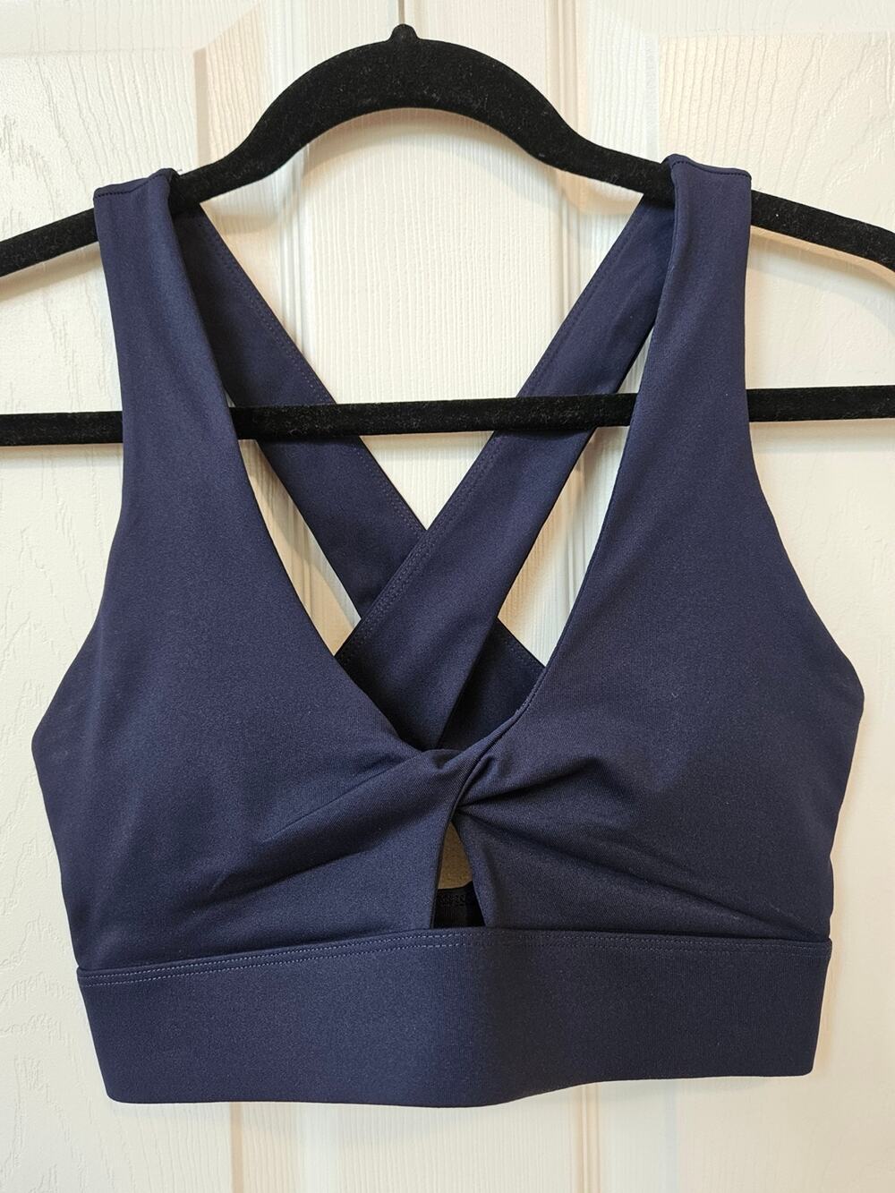 Fabletics Twist Front Sports Bra Navy Blue Strappy Back No Size Tag (S/M)